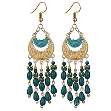 Shangjie OEM Bohemian ethnic style earrings Vintage tassel rice bead earrings shiny earrings